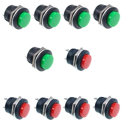 Immagine di Oiyagai 10 Pezzi Interruttore a Pulsante Momentaneo Mini 2 Colori, SPST, AC250V/3A, AC125V/6A, Rosso, Verde, R13 507