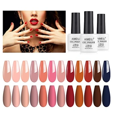 Immagine di AIMEILI Smalto Semipermente Kit Semipermanente Unghie in Gel UV LED Smalti Colorati per Manicure Soak Off Polish Set 12 x 8ml Numero 4