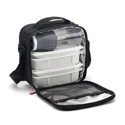 Immagine di TATAY Borsa Termica Porta Pranzo, 3L Capacità, con 2 Contenitori Alimentari da 0.5L e una Bottiglia Ermetica 400ml, Senza BPA, Colore Nero, 22.5 x 10 22 cm
