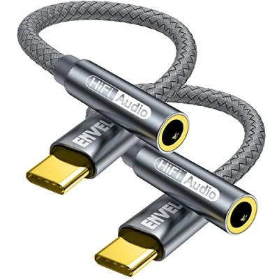 Immagine di Adattatore per cuffie da USB C a 3,5 mm, cavo audio tipo AUX compatibile con Samsung Galaxy S22 S21 S20 Ultra +, iPad Pro 2021/2020/2018, Google Pixel 6/5