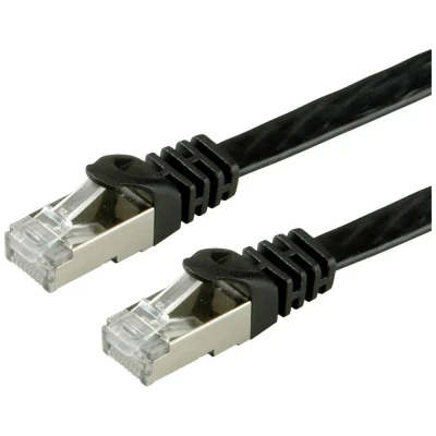 Immagine di Value 21.99.0970 RJ45 cavo di rete, patch CAT 6 F/UTP 0.50 m Nero Schermato, piatto, contatti connettore dorati 1 pz.