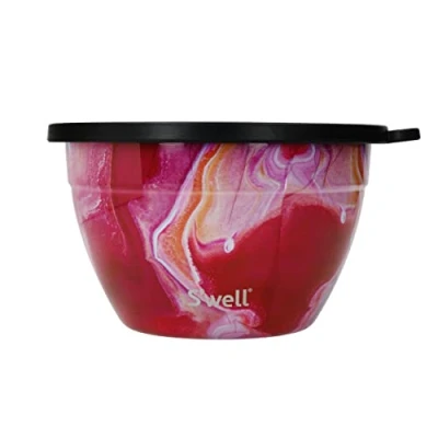 Immagine di S&#039;well, kit per insalatiera, agata di rosa, 1,9 l, contenitore insalata con condimenti e vassoio rimovibile, a prova perdite lavabile in lavastoviglie
