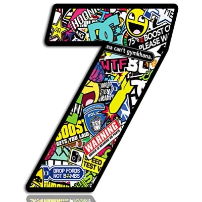 Immagine di Biomar Labs® Adesivo Sticker Numero Racing 7 Gara DC Bomb Auto Moto Cross Rally Sport Tuning N 207