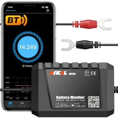Immagine di ANCEL BM300 12V Battery Monitor Bluetooth 4.0 Tester batteria Auto con funzione di carica, test avviamento e allarme tensione della sistemi a energia solare per SUV camion