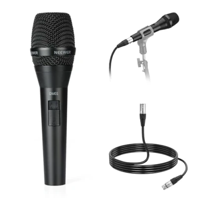 Immagine di NEEWER DM01 Microfono Dinamico Cardioide con Cavo XLR per Podcast Canto Streaming Giochi PC Voci Studio, Discorsi, Esibizioni dal Vivo, Impedenza 600Ω +/ 30%, Gamma di Frequenza 100Hz 10KHz