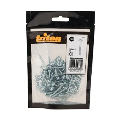 Immagine di Triton 818419 Viti a foro tascabile zincate con testa disco e filettatura grossa, 8 x 1 1/2&quot;, confezione da 100 pezzi, multicolore