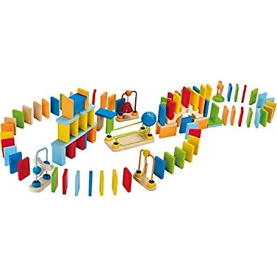 Immagine di Hape Dynamo Dominoes, Award Winning Domino Racing Building Block Set for Kids, 107 Solid Pieces of Fun Filled Racing, and Stacking