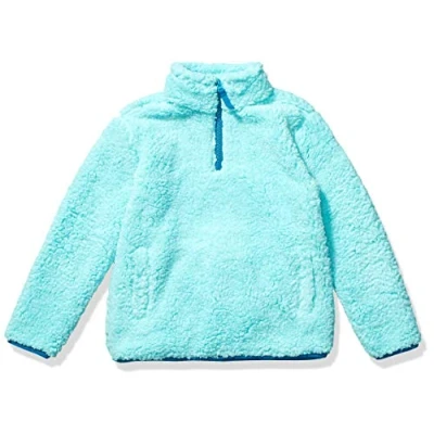 Immagine di Amazon Essentials Giacca con Cerniera Corta in Pile Sherpa Bambine e Ragazze, Blu Acqua, 11 12 Anni