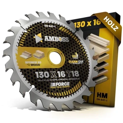 Immagine di Lama per sega circolare HM 130 x 16 Z18, denti alternati legno taglio AMBOSS WERKZEUGE® mm compatibile con Bosch PKS 14.4 V. 38. 40. 40 S e 43 SKIL 5140. 5240 5740 ecc.