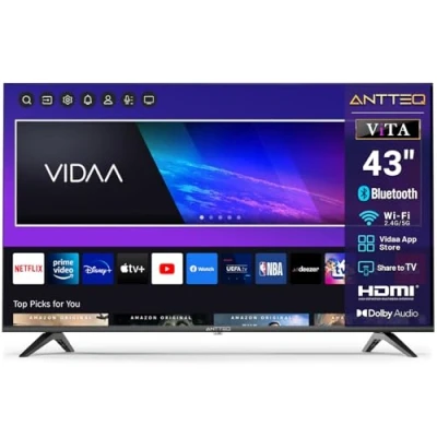 Immagine di Antteq ViTA Smart TV 43 Pollici(109cm) Televisore,Vidaa App Store, DAZN/Youtube/Netflix/Prime video,Triple Tuner,Wifi，HDMI，2025
