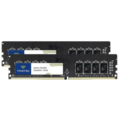 Immagine di Timetec 32GB KIT (2x16GB) DDR4 2666MHz PC4 21300 Non ECC Unbuffered 1.2V CL19 2Rx8 Dual Rank 288 Pin UDIMM Memoria Desktop Modulo RAM Aggiornamento