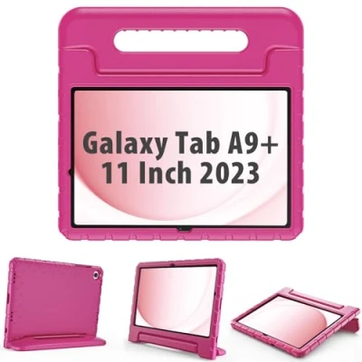 Immagine di ProCase Cover per Bambini Galaxy Tab A9+ Plus 11 Pollici 2023, Custodia A9 [SM X210/X215/X216/X218], Antiurto Leggera con Maniglia Convertibile Magenta