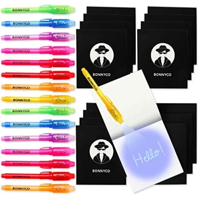 Immagine di Penna Invisibile e Taccuino, 16 Pezzi BONNYCO Gadget Compleanno Bambini, Bomboniere Compleanno, Giocattoli Pignatta Regalini Fine Festa Bambino Bambina Bambini con Spia
