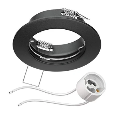 Immagine di ledscom.de Telaio di montaggio a soffitto FERE nero opaco (LED/Halogen/GU10/MR16/PAR16/50mm) incl. presa GU10
