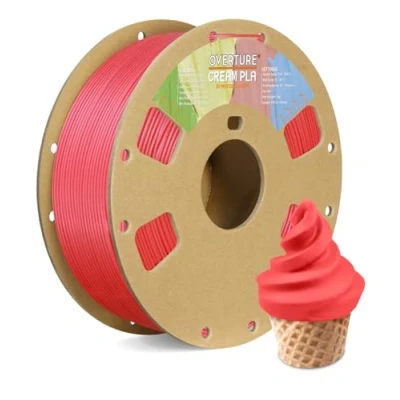 Immagine di OVERTURE Cream PLA Filamento 1.75mm, 1kg Bobina(2.2lbs), Precisione Dimensionale +/ 0.03 mm, per Stampante 3D (Cream Red)
