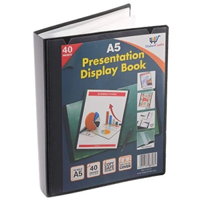 Immagine di Cartella portadocumenti formato A5, con 40 tasche, per presentazioni, 80 visualizzazioni, progetti e certificati, in plastica (1 libro)