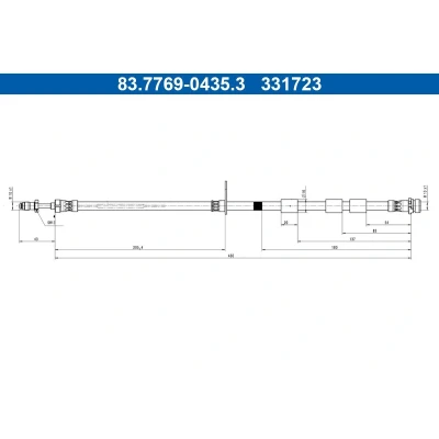 Immagine di ATE 83.7769 0435.3 Tubi Freno 430mm M10x1mm FORD: Ecosport Mk2 1.5 Ti, TDCi, 1.6 Ti VCT, 2.0 4x4, TDCi EcoBlue