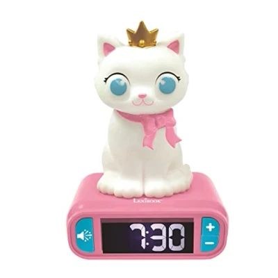 Immagine di Lexibook Sveglia digitale Gattino per Bambini con Luce Notturna Snooze, Orologio Bambini, Luminoso, Colore Bianco/Rosa RL800KT