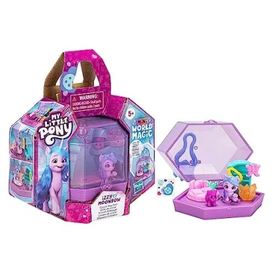 Immagine di My Little Pony Mini World Magic F5244 Set portachiavi in cristallo + statuetta 2,5 cm accessori, motivo: Izzy Moonbow