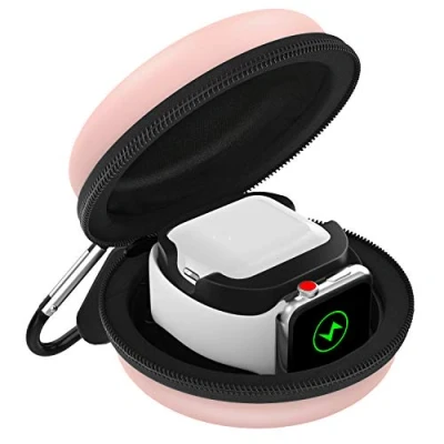 Immagine di MoKo Custodia Trasporto Compatibile con Apple Watch Series 7/6/5/4/3/2/1/SE e Airpods Pro/3/2/1 Chiusura a Cerniera, Base di Ricarica, Rigida da Viaggio Protettiva per iWatch Oro Rosa