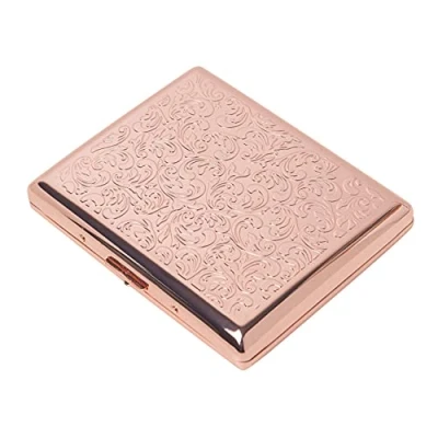 Immagine di Portasigarette in metallo portatile per uomini e donne, grado di ospitare sigarette da 18 20 100mm (20pcs 100&#039;s, Rose gold)