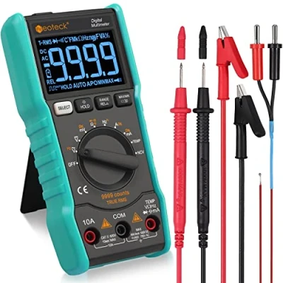 Immagine di Neoteck Multimetro Digitale 9999 Conti TRMS Auto Range Tester Rileva AC/DC Tensione Corrente con LCD Retroilluminazione NCV DC AC Voltaggio Resistenza Meter Temperatura Capacità Diodo