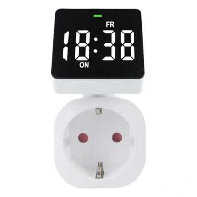 Immagine di Green Blue Presa timer digitale verde blu con 8 programmi regolabili individualmente carico massimo 16 A/3680 W Display LCD, classe di protezione IP20 per uso interno (GB610 F, Schuko)