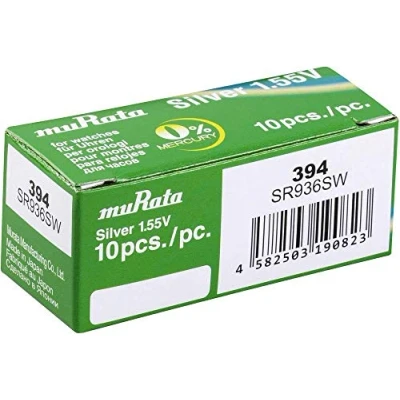 Immagine di MURATA SR936SW PBWW Batteria a bottone 394, in ossido d&#039;argento, 70 mAh, 1,55 V, 10 pezzi