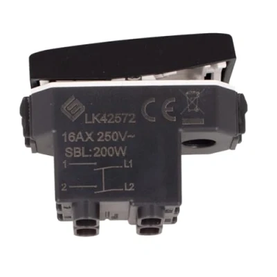Immagine di Interruttore Bipolare 2P 16A 220V, Compatibile Con Bticino Living, Vimar Plana (1 Pezzo, Nero)