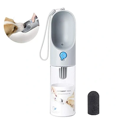 Immagine di PETKIT Eversweet Borraccia per Cani Portatile, One Touch Bottiglia da Viaggio Cani,Senza BPA,Antibatterico,Adatto Escursioni e Campeggio,400 ml(Grey)