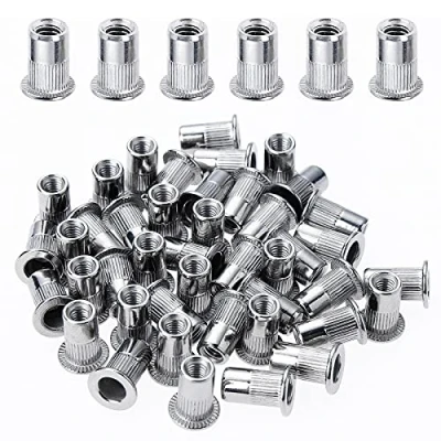 Immagine di Gueenky 200 Pezzi Dadi Rivetti Filettati in Acciaio Inox, M3 a Testa Piatta, Assortimento Inserti Mobili Legno (7 mm x 9 mm)