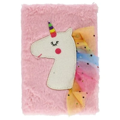 Immagine di sarcia.eu Diario/taccuino in peluche Unicorno rosa pastello linea A5