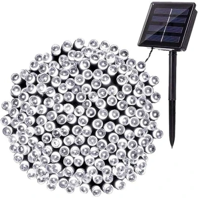 Immagine di BrizLabs Luci Stringa Solari, 22M 200 LED Natale Esterno Solare Impermeabile 8 Modalità Natalizie da Esterni Decorativa per Albero di Natale, Giardino, Balcone, Patio (Bianco Freddo)