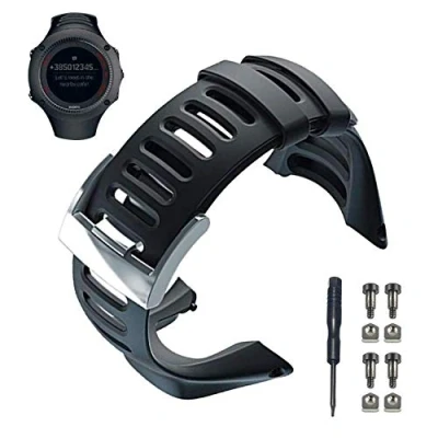 Immagine di per cinturino Suunto Ambit, di ricambio in gomma morbida Accessorio orologio Ambit 1/2 / 2S 2R 3 Sport piste PEAK, strumento gratuito e viti incluse
