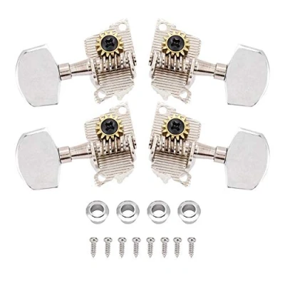 Immagine di Bnineteenteam Piolo di accordatura per Ukulele, 2L2R Parti in Argento Ukulele con Testa a Macchina Stile Classico Viti Montaggio String Tuning Pegs Accessori da Gioco