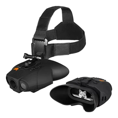 Immagine di Nightfox Swift Binocolo Visione Notturna, Supporto per la Testa, Ampio Raggio di Visione, Ingrandimento 1x, Occhiali ad Infrarossi, Ricarica USB, Infrarossi Digitale Adulti