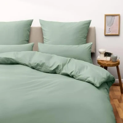 Immagine di Blumtal Basic Copripiumino Matrimoniale in Microfibra 90g/m2, Set Completo con 2 Federe Cuscini Letto, 240 x 220cm + 40 80cm (2x), Verde Chiaro