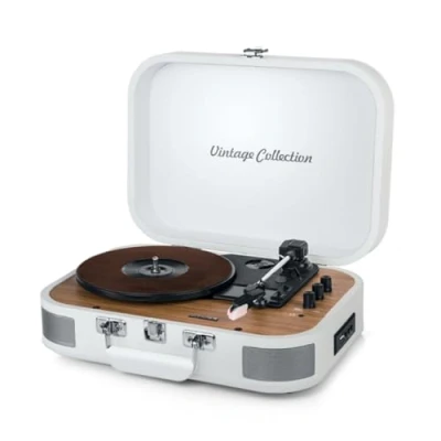 Immagine di MUSE MT 201 WW Giradischi con Bluetooth, altoparlante stereo integrato e uscita USB (RCA, ingresso AUX, jack per cuffie), bianco, 325945