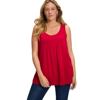 Immagine di ULLA POPKEN Top Basic, Rughe, Linea Ad A, Magliette Donna, Grigio Scuro, 50 52