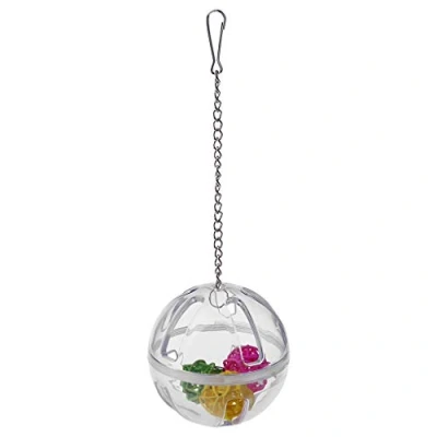 Immagine di niumanery Parrot Chew Toy Hanging Foraging Ball with Inside Bird Cage Acrylic Stand