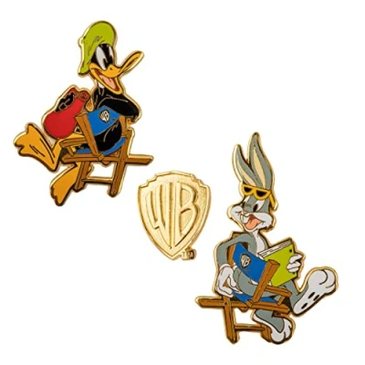 Immagine di Cinereplicas Set di 3 spille in metallo Bugs Bunny e Daffy Duck degli studi Warner Bros 4cm Licenza ufficiale