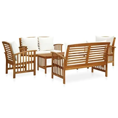 Immagine di vidaXL Set Divani da Giardino 5 pz con Cuscini in Massello di Acacia