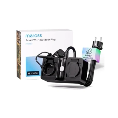 Immagine di Meross Presa Smart Esterna Matter Simple Setup con Monitoraggio Consumi, WiFi Esterno Impermeabile IP44 Compatibile HomeKit, Amazon Alexa, Google Home, Cavo di 1,5M
