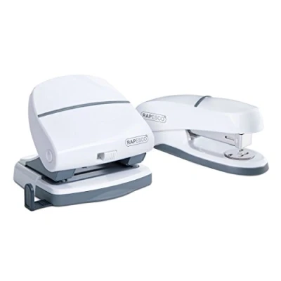 Immagine di Rapesco 1275 Cucitrice da Scrivania P20 Shimma e Perforatrice P30 a 2 Fori, Bianco