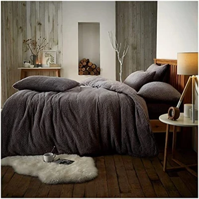 Immagine di GC GAVENO CAVAILIA set copripiumino singolo in pile, soffice di biancheria da letto con federe, antracite