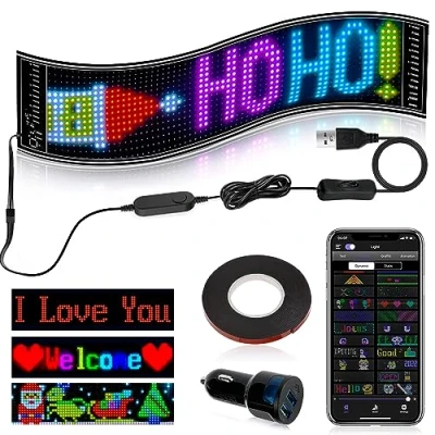 Immagine di panneau LED USB numérique polyvalent, écran flexible programmable 12 x 47, portable Bluetooth APP pour affichage d&#039;animation de texte graffiti