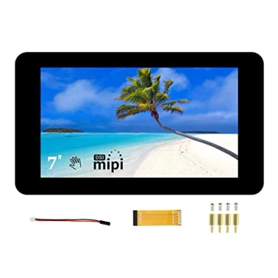 Immagine di Touchscreen da 7 Pollici Display per Raspberry Pi 4B/3B+/3A+/3B/2B/B+/A+, 800x480 DSI TFT LCD Schermo Capacitivo, Supporto OS/Ubuntu/Kali/WIN10 IoT e Retropie, Touch Fino a 5 Punti