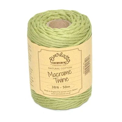 Immagine di Everlasto Rocchetti da 50 m, in morbido cotone colorato, per macramè, 4 mm circa, colore: verde oliva