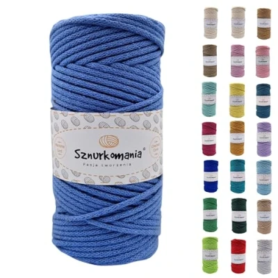 Immagine di cordoncino di cotone 3 mm 100 m, 46 colori, in intrecciato mm, corda macramè, filato alta qualità, macramè (blu)