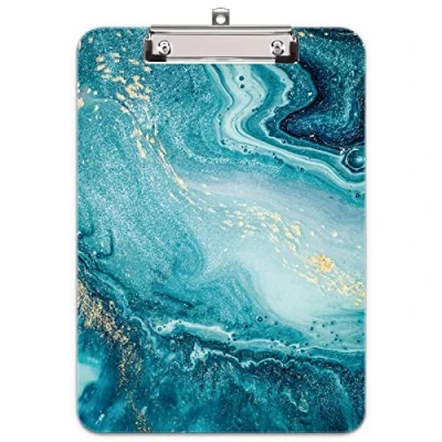 Immagine di Hnogri Portablocco A4 plastica rigida, Fashion design clipboard a4, Tavolette per appunti e raccoglitori moduliDimensione lettera, Marmo verde acqua